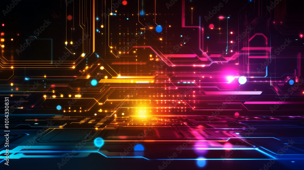 Poster abstract structure of circuit in computer technology, a futuristic technological scene with a circui