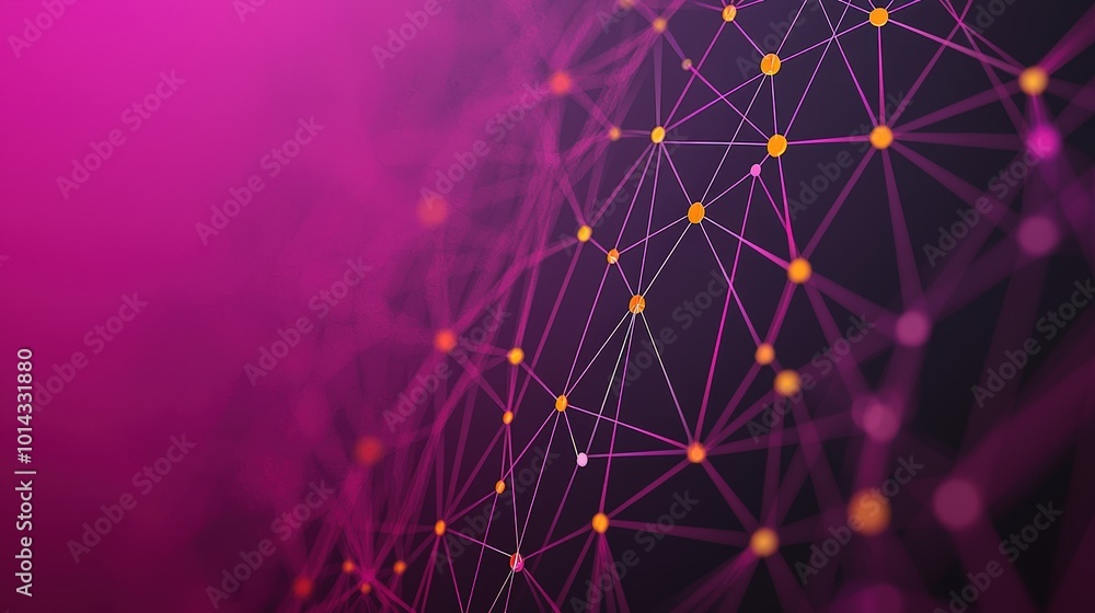 Poster abstract network connection purple gradient with orange nodes