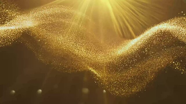 Celebrate with luxurious 4K cinematic background rising golden particle bokeh dust evokes grandeur awards galas ceremonies perfect music stages TV shows festive celebrations filled elegance style