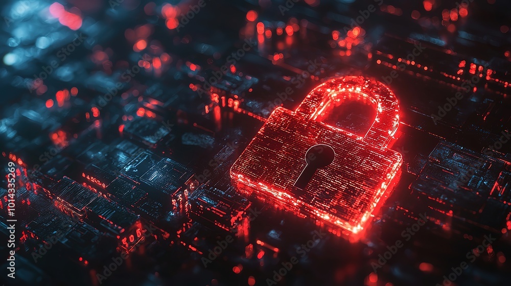 Aufkleber hacker attack, security breach system hacked, internet cyber attack alert with red broken padlock, c