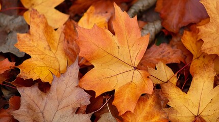 Autumn Leaves: Golden Hues and Intricate Details