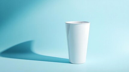 White Plastic Cup Mockup on Blue Background