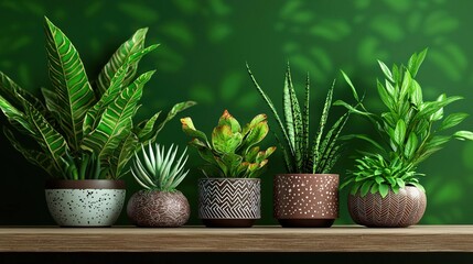 Fototapeta premium Home garden interior filled with plants, cacti, succulents, air plants in design pots. Home jungle concept..