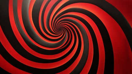 Red and black spiral pattern with twisting illusion, abstract concept