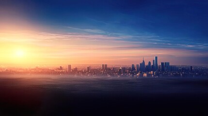 Obraz premium A city skyline backdrop is illustrated, representing urban life and development..