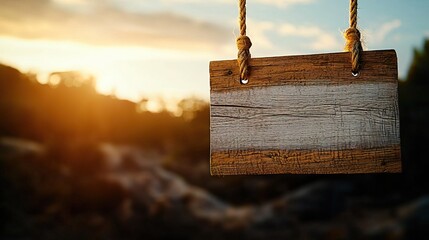 A wooden sign hangs by a rope chain, offering a warm message against a rustic backdrop..