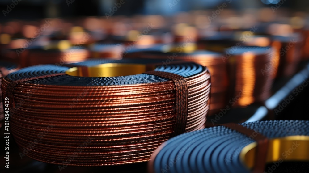 Aufkleber copper wire coils wound neatly in rows, a glimpse into the intricate world of electrical components