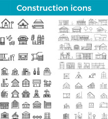 Construction Icon Line Building Icon Tools Icon Engineering Icon Construction Equipment Icon Vector