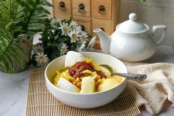Lontong is a traditional dish in Southeast Asia, particularly popular in Indonesia, Malaysia, and Singapore. 