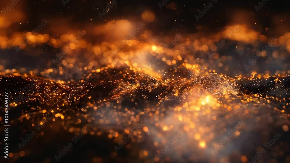 Aufkleber a magical display of golden sparkles and bokeh light particles, creating a dreamy background.