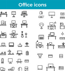 Office Icon Line Workspace Icon Business Icon Desk Icon Office Equipment Icon Vector