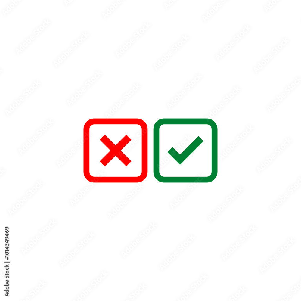 Poster correct, incorrect sign icon isolated on transparent background