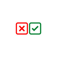 Correct, incorrect sign icon isolated on transparent background