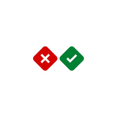 Correct, incorrect sign icon isolated on transparent background