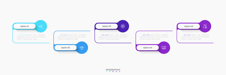 Vector Infographic label design template with icons and 5 options or steps. Can be used for process diagram, presentations, workflow layout, banner, flow chart, info graph.