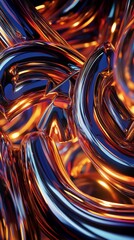 Abstract metal and glass sculpture with vibrant colors, modern art concept