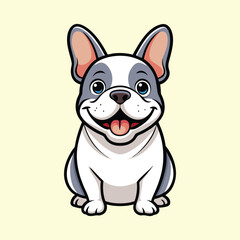Hand drawn french bulldog cartoon illustration