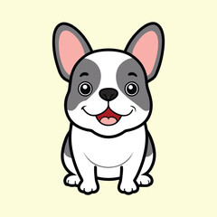 Hand drawn french bulldog cartoon illustration