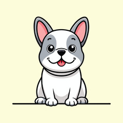 Hand drawn french bulldog cartoon illustration