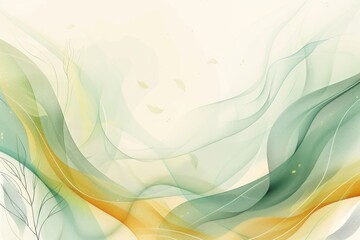 Light Green Abstract Gradient Background with Delicate Lines, Soft Yellow to White, Space for Text, Minimalist Style for Environmental Theme
