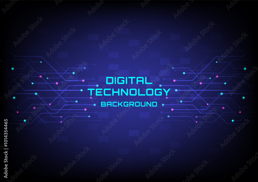 Poster abstract digital technology background futuristic left and right electronic circuits and glowing dot