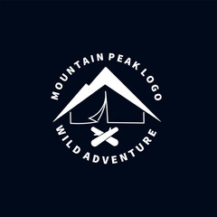 mountain camping linear simple logo vector graphic template