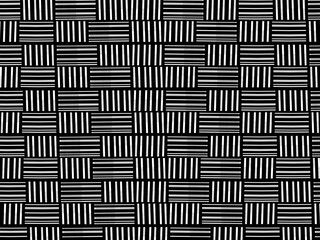 Seamless vector abstract geometric pattern. Woven textile fabric with black and white crossed straight lines. Background texture in a diagonal arrangement. Black and White Hypnotic Background.