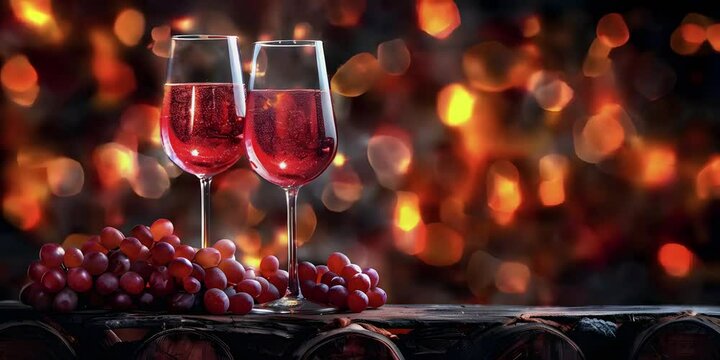 Wine glass with fresh red wine