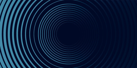 Abstract blue glowing geometric lines on dark blue background. Modern shiny blue circle lines pattern. Futuristic technology concept. Suit for cover, poster,