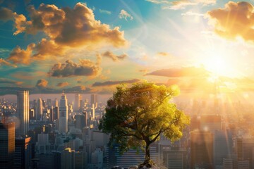 Fototapeta premium Net Zero and Carbon Neutral Concepts Net Zero Emissions Goals Weather neutral long term strategy.