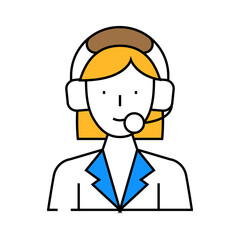 call center worker line icon vector. call center worker sign. isolated symbol illustration