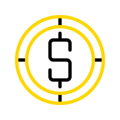 American dollar currency icon. financial coin symbol with modern color outline style. editable stroke illustration.