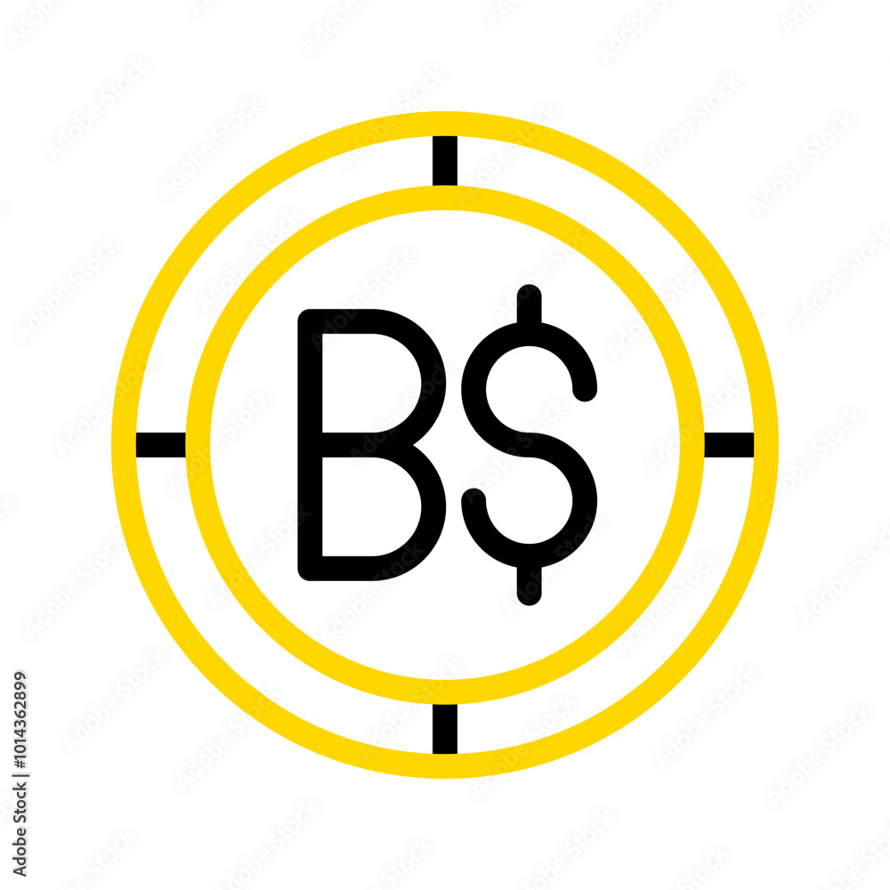 Poster bahamian dollar currency icon. financial coin symbol with modern color outline style. editable strok