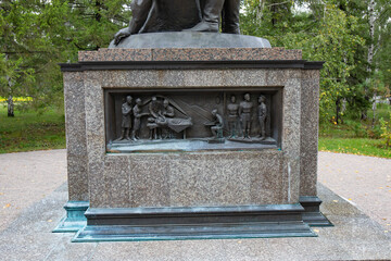 Monument to Omsk hospital workers during the Great Patriotic War in the Victory Park in Omsk in summer