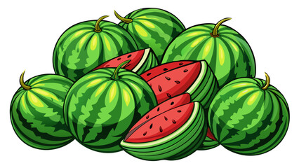watermelon vector illustration - vector illustration of watermelon isolated on white, watermelon vector art