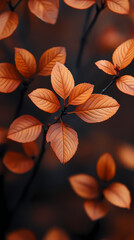 Obraz premium Brown plant leaves in autumn season, brown background