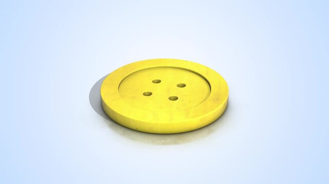 3D Sewing Button on a Reflective Floor. Sewing Buttons Animation 3D. 4K