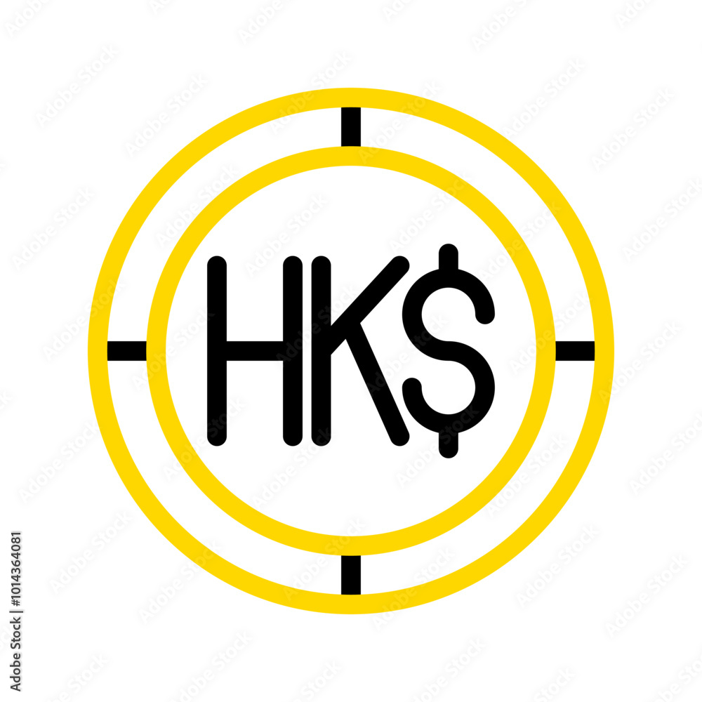 Poster hong kong dollar currency icon. financial coin symbol with modern color outline style. editable stro