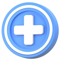 Obraz premium Blue Health Symbol 3D Icon Illustration. Low Poly Style