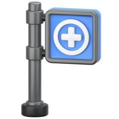 Obraz premium Blue Medical Sign 3D Icon Illustration. Low Poly Style