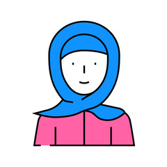 hijab woman clothing line icon vector. hijab woman clothing sign. isolated symbol illustration