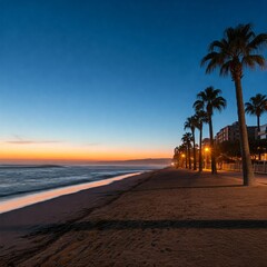 Fototapeta premium Dusk on the Beach: Tranquil Waves