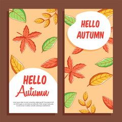 autumn sale banner with oak leaf and mushroom illustration