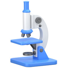 Blue Microscope 3D Icon Illustration. Low Poly Style