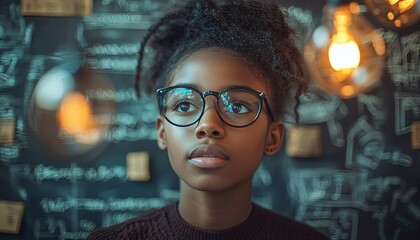 Creative Young Entrepreneur Brainstorming Innovation on Whiteboard in Collaborative Workspace