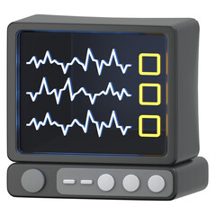 Pulse Rate Monitor 3D Icon Illustration. Low Poly Style
