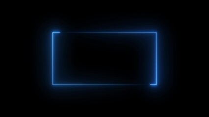 Neon light rectangle frame glow background.