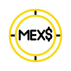 Mexican peso currency icon. financial coin symbol with modern color outline style. editable stroke illustration.