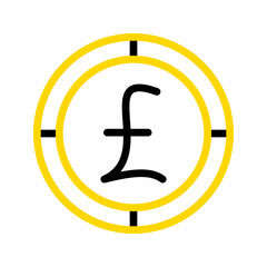 Pound currency icon. financial coin symbol with modern color outline style. editable stroke illustration.