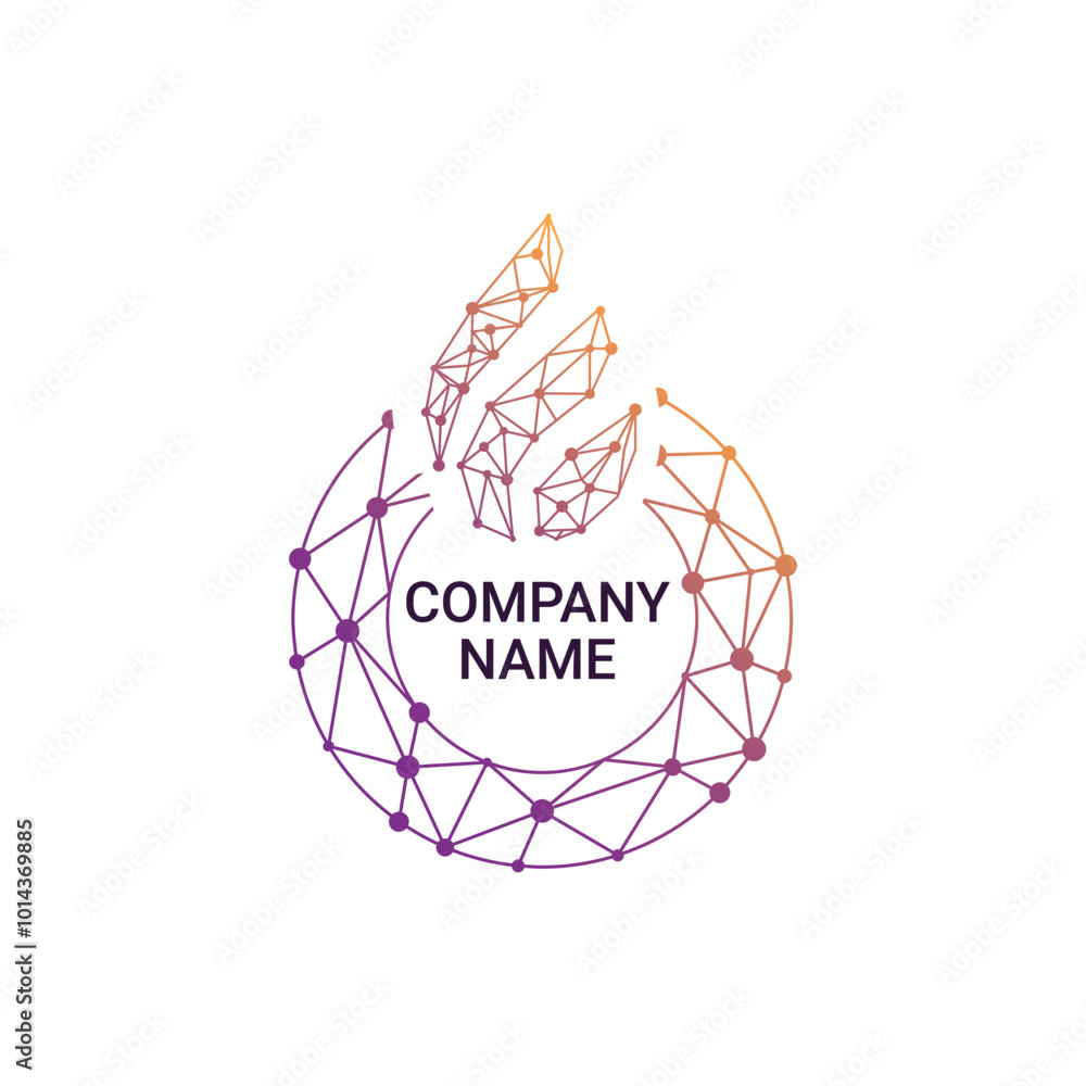 Aufkleber torch flame with the earth shape consist by connected dot in geometric style for network and technol